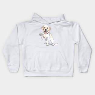 Labrador Retriever smiles and gives a paw Kids Hoodie